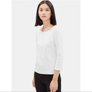 Eileen Fisher Cotton Interlock 3/4 Sleeve Tee